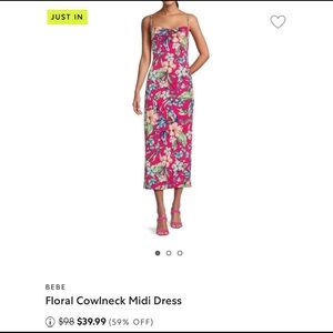Brand New With Tags Bebe Floral Cowlneck Midi Dress size XS